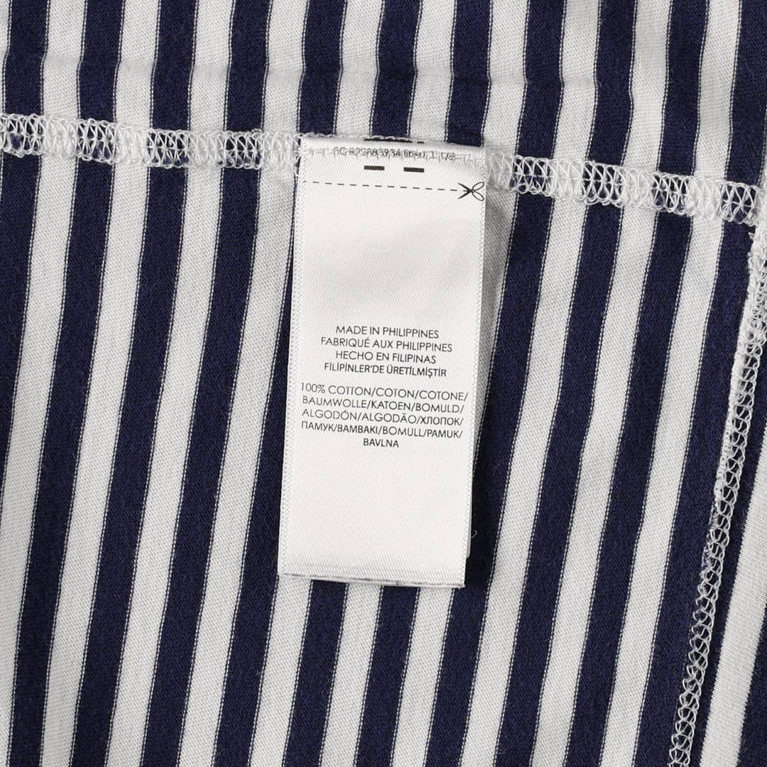 Ralph Lauren POLO RALPH LAUREN Henley neck short-sleeved striped T-shirt, men's size L (approx.) cotton navy blue type Vintage Second Hand