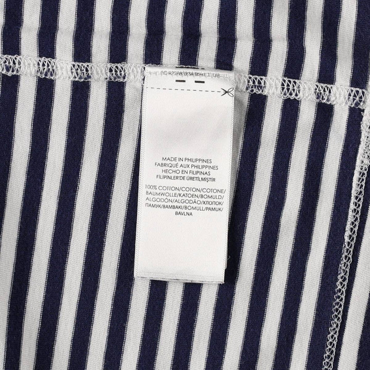 Ralph Lauren POLO RALPH LAUREN Henley neck short-sleeved striped T-shirt, men's size L (approx.) cotton navy blue type Vintage Second Hand