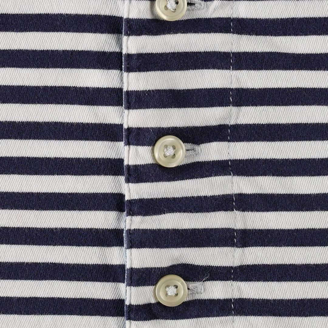 Ralph Lauren POLO RALPH LAUREN Henley neck short-sleeved striped T-shirt, men's size L (approx.) cotton navy blue type Vintage Second Hand