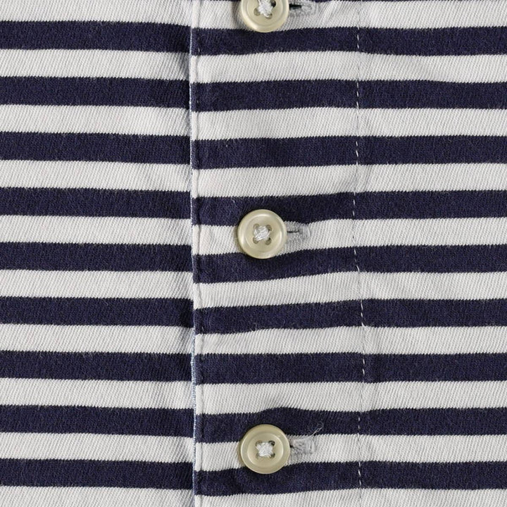 Ralph Lauren POLO RALPH LAUREN Henley neck short-sleeved striped T-shirt, men's size L (approx.) cotton navy blue type Vintage Second Hand