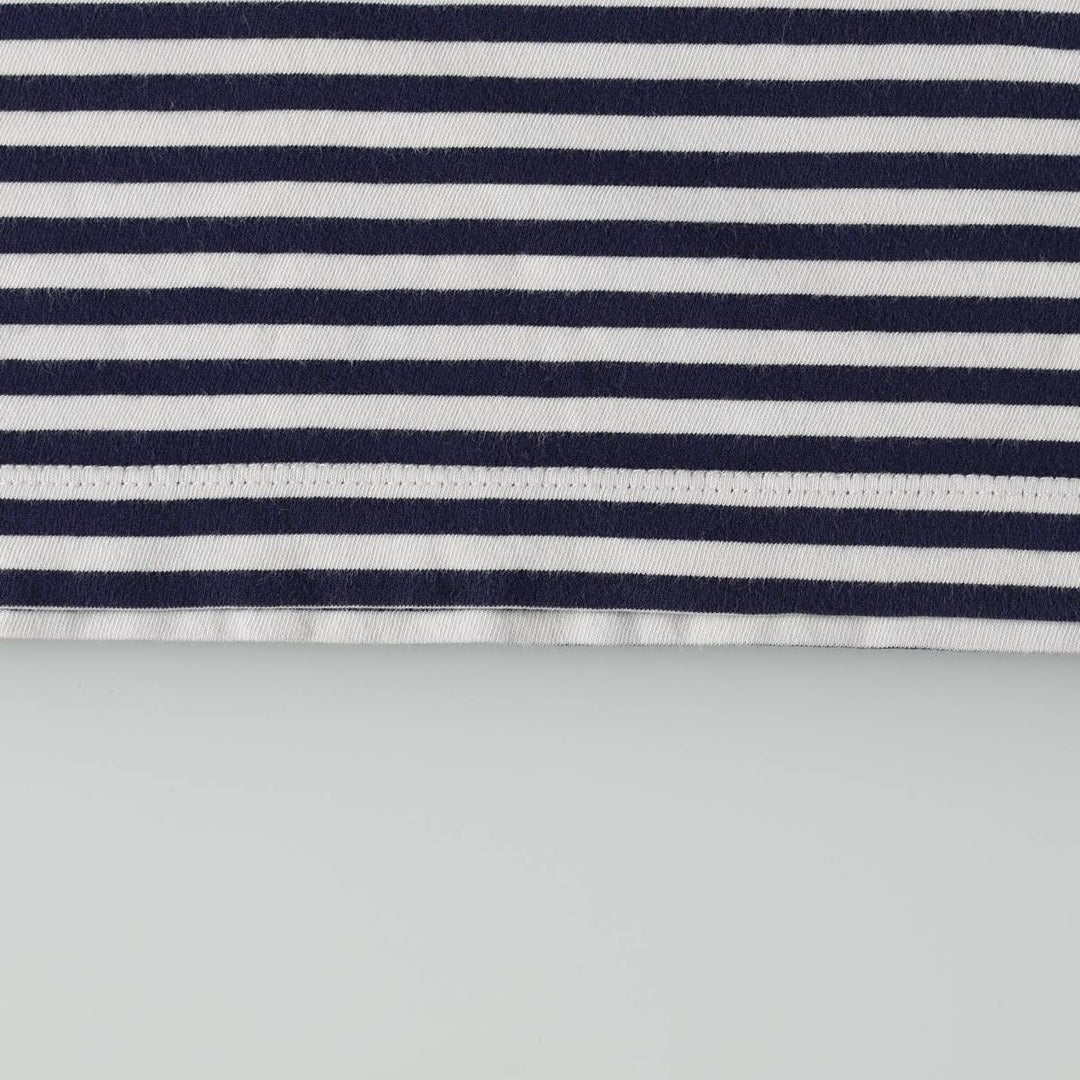 Ralph Lauren POLO RALPH LAUREN Henley neck short-sleeved striped T-shirt, men's size L (approx.) cotton navy blue type Vintage Second Hand
