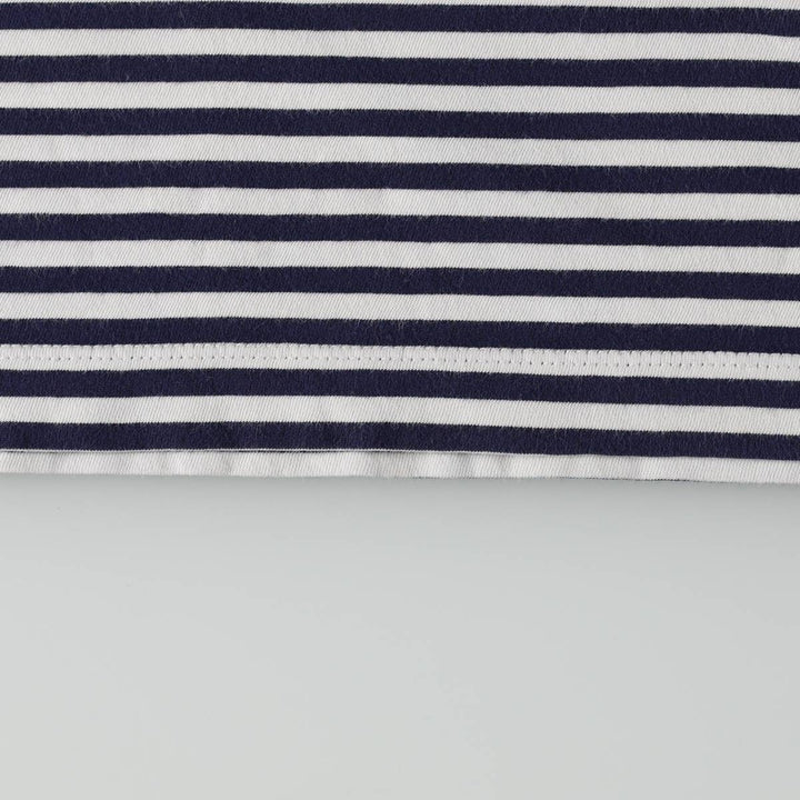 Ralph Lauren POLO RALPH LAUREN Henley neck short-sleeved striped T-shirt, men's size L (approx.) cotton navy blue type Vintage Second Hand
