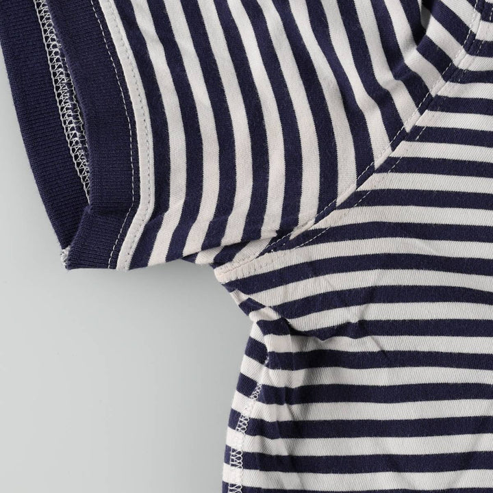 Ralph Lauren POLO RALPH LAUREN Henley neck short-sleeved striped T-shirt, men's size L (approx.) cotton navy blue type Vintage Second Hand