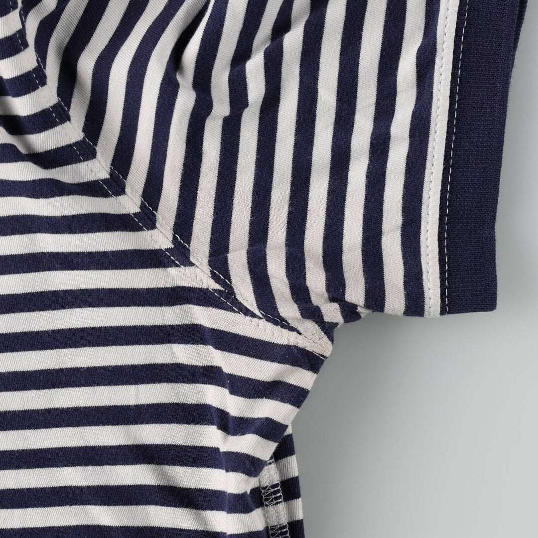 Ralph Lauren POLO RALPH LAUREN Henley neck short-sleeved striped T-shirt, men's size L (approx.) cotton navy blue type Vintage Second Hand