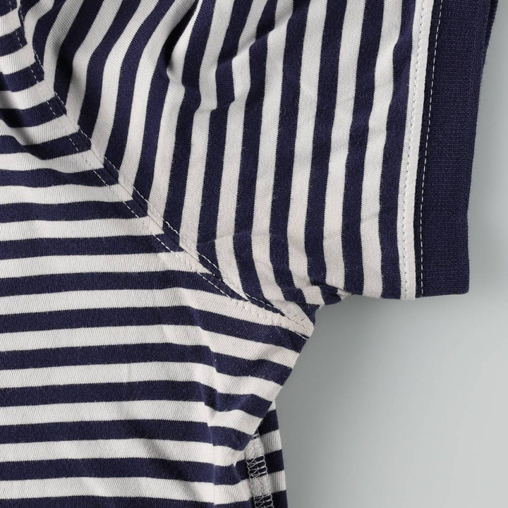 Ralph Lauren POLO RALPH LAUREN Henley neck short-sleeved striped T-shirt, men's size L (approx.) cotton navy blue type Vintage Second Hand