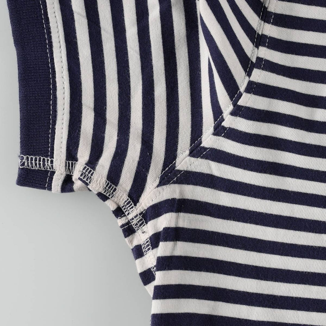 Ralph Lauren POLO RALPH LAUREN Henley neck short-sleeved striped T-shirt, men's size L (approx.) cotton navy blue type Vintage Second Hand