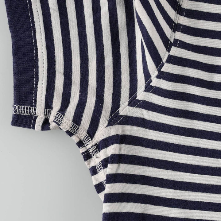Ralph Lauren POLO RALPH LAUREN Henley neck short-sleeved striped T-shirt, men's size L (approx.) cotton navy blue type Vintage Second Hand