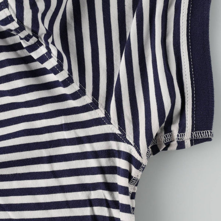Ralph Lauren POLO RALPH LAUREN Henley neck short-sleeved striped T-shirt, men's size L (approx.) cotton navy blue type Vintage Second Hand