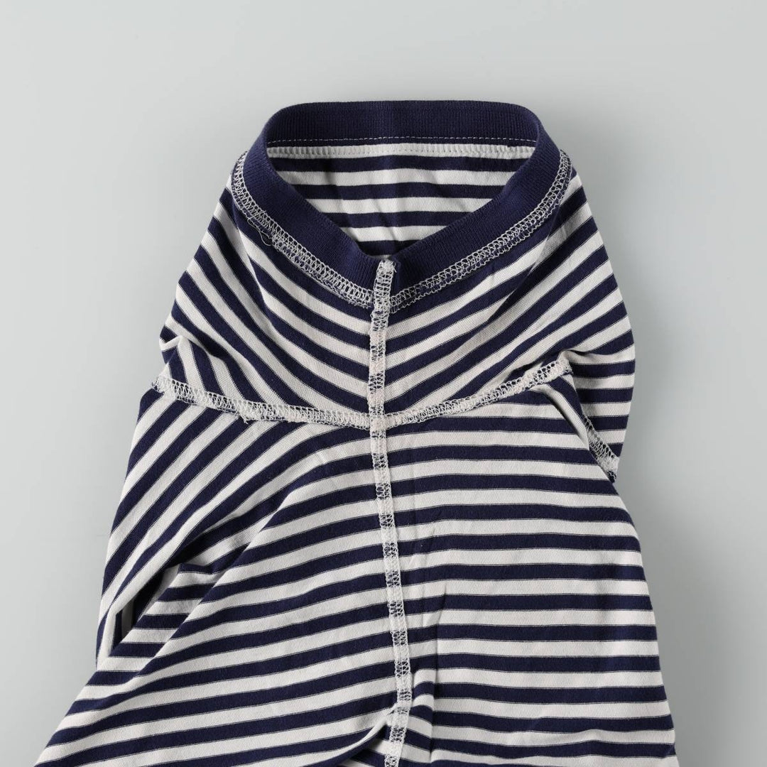 Ralph Lauren POLO RALPH LAUREN Henley neck short-sleeved striped T-shirt, men's size L (approx.) cotton navy blue type Vintage Second Hand