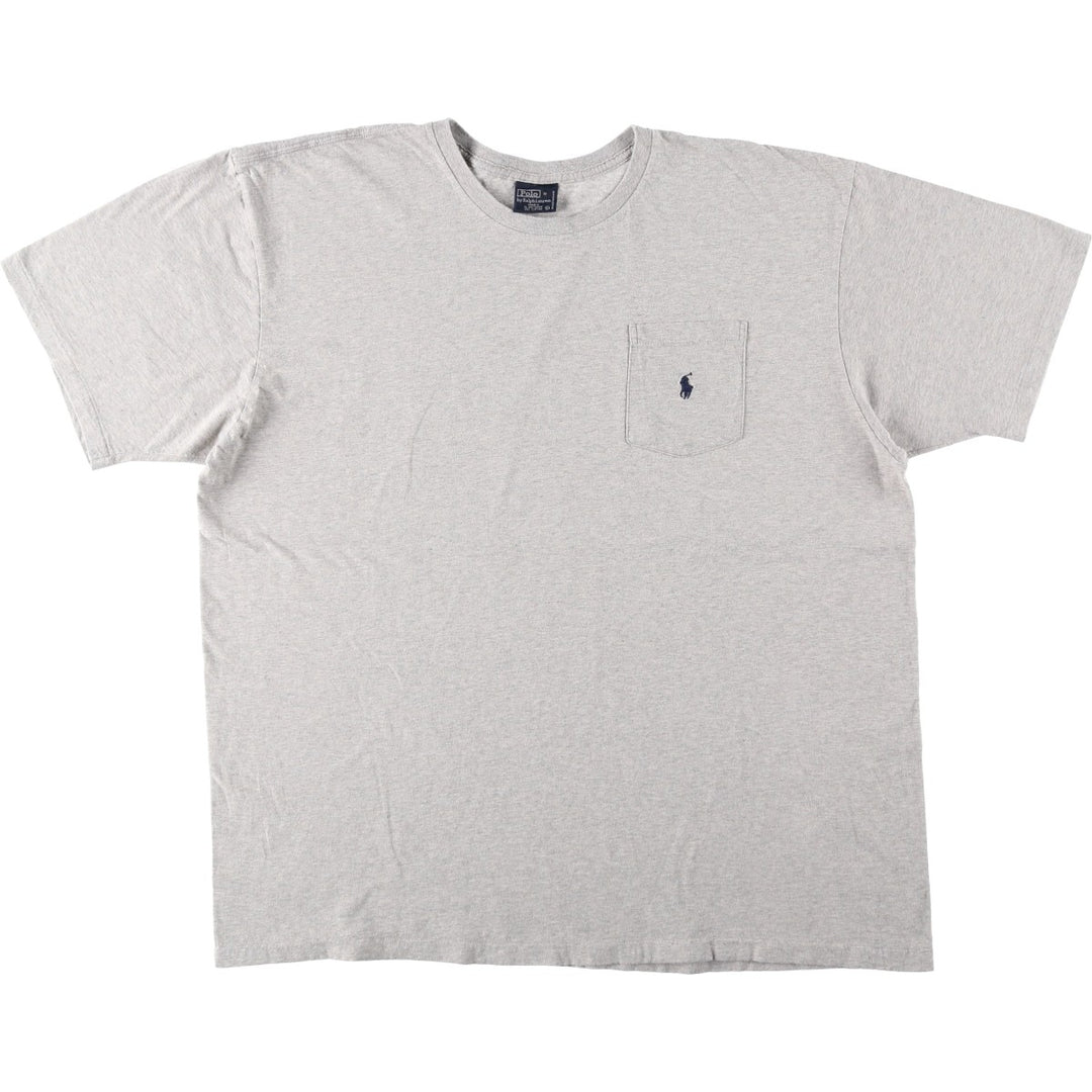 Ralph Lauren POLO by Ralph Lauren Short-Sleeve T-Shirt with One-Point Logo Pocket, Men's Size XL (approx.) cotton gray type Vintage Second Hand