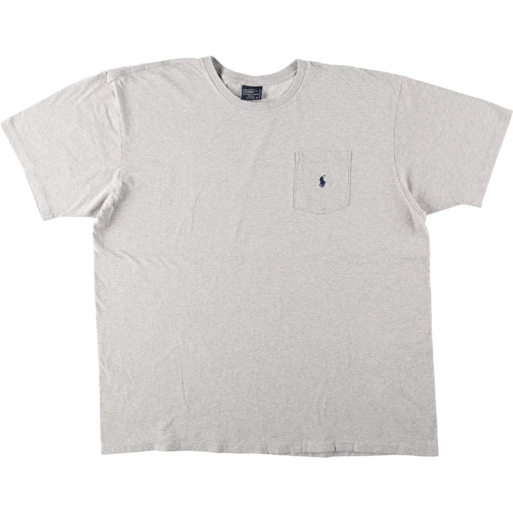 Ralph Lauren POLO by Ralph Lauren Short-Sleeve T-Shirt with One-Point Logo Pocket, Men's Size XL (approx.) cotton gray type Vintage Second Hand