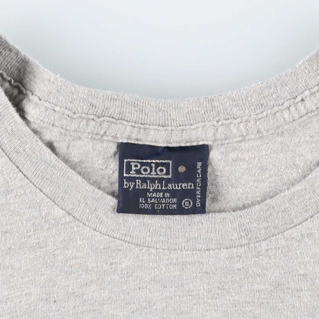 Ralph Lauren POLO by Ralph Lauren Short-Sleeve T-Shirt with One-Point Logo Pocket, Men's Size XL (approx.) cotton gray type Vintage Second Hand