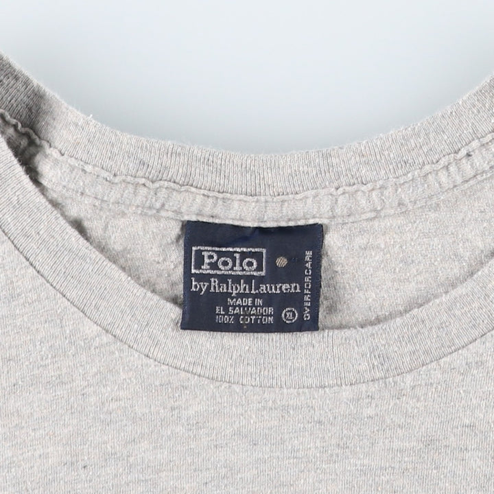 Ralph Lauren POLO by Ralph Lauren Short-Sleeve T-Shirt with One-Point Logo Pocket, Men's Size XL (approx.) cotton gray type Vintage Second Hand