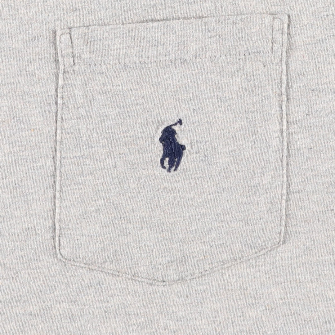 Ralph Lauren POLO by Ralph Lauren Short-Sleeve T-Shirt with One-Point Logo Pocket, Men's Size XL (approx.) cotton gray type Vintage Second Hand