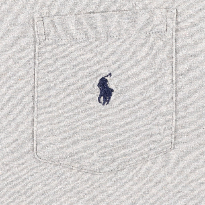 Ralph Lauren POLO by Ralph Lauren Short-Sleeve T-Shirt with One-Point Logo Pocket, Men's Size XL (approx.) cotton gray type Vintage Second Hand