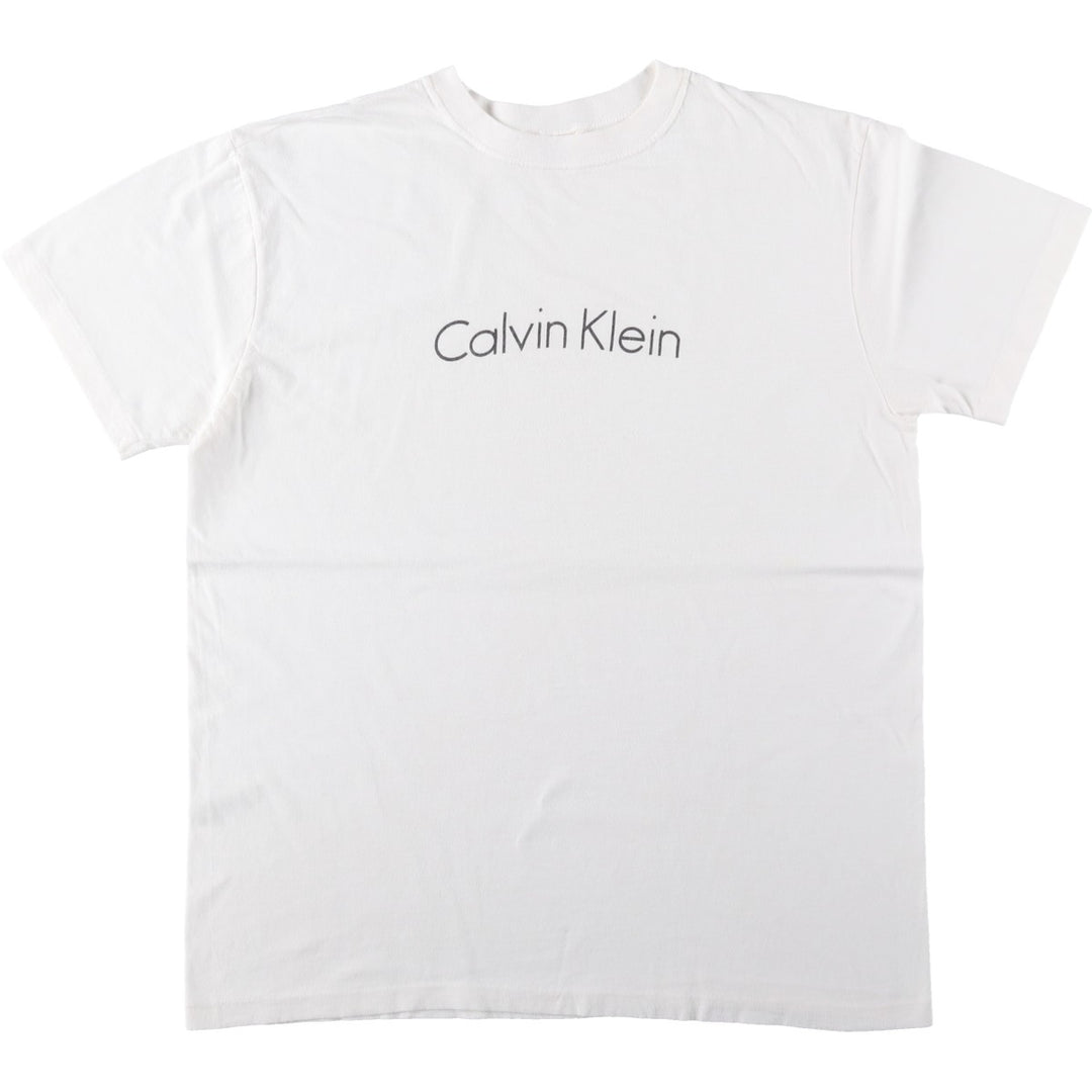 90'S Calvin Klein Short-Sleeve Logo T-Shirt, Made in USA, Men's Size L (Equivalent), Vintage cotton white type Vintage Second Hand
