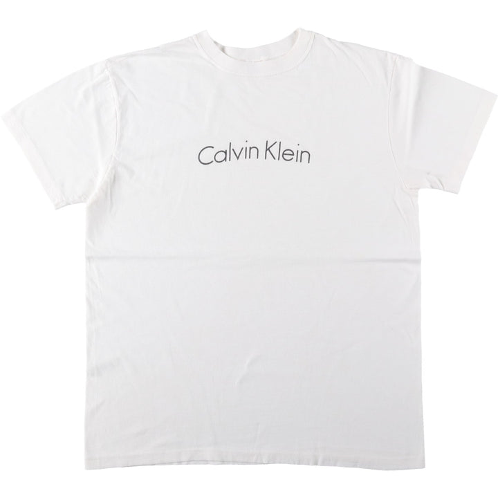 90'S Calvin Klein Short-Sleeve Logo T-Shirt, Made in USA, Men's Size L (Equivalent), Vintage cotton white type Vintage Second Hand
