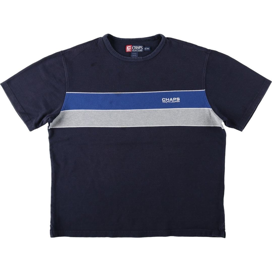 Ralph Lauren CHAPS Short-Sleeve Logo T-Shirt, Men's Size XL (approx.) cotton navy blue type Vintage Second Hand