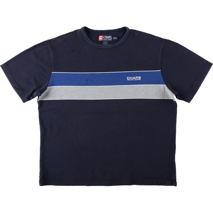 Ralph Lauren CHAPS Short-Sleeve Logo T-Shirt, Men's Size XL (approx.) cotton navy blue type Vintage Second Hand