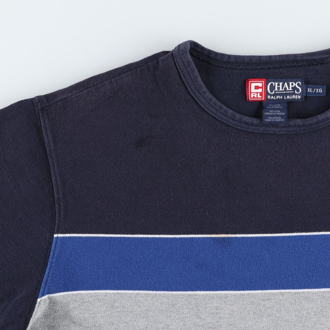 Ralph Lauren CHAPS Short-Sleeve Logo T-Shirt, Men's Size XL (approx.) cotton navy blue type Vintage Second Hand