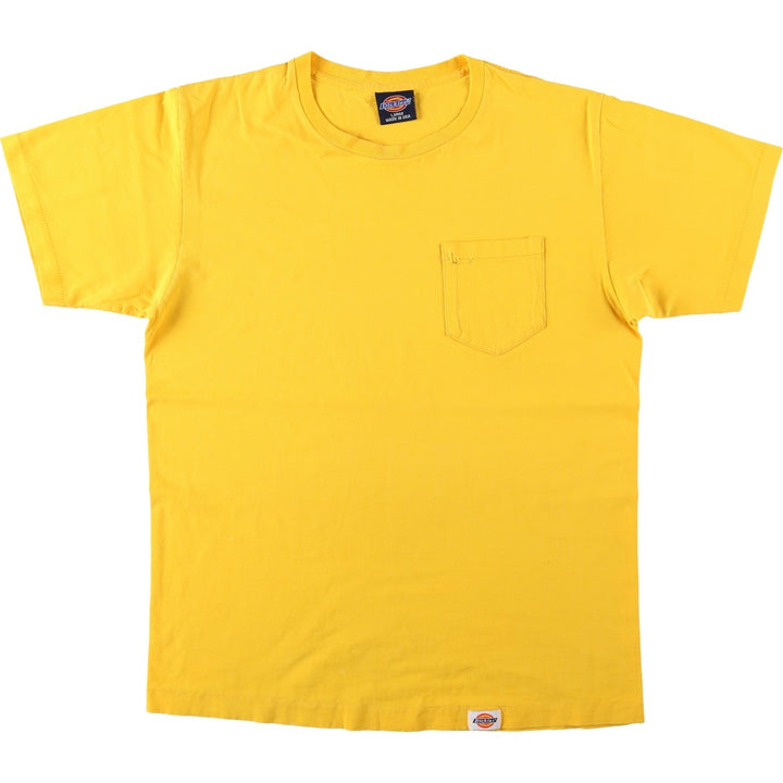 90'S Dickies Short-Sleeve T-Shirt with One-Point Logo Pocket, Made in USA, Men's Size L (Equivalent), Vintage cotton yellow type Vintage Second Hand