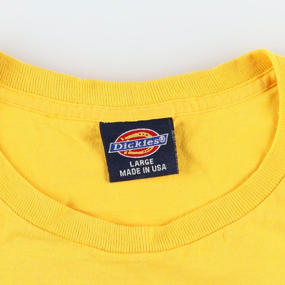 90'S Dickies Short-Sleeve T-Shirt with One-Point Logo Pocket, Made in USA, Men's Size L (Equivalent), Vintage cotton yellow type Vintage Second Hand