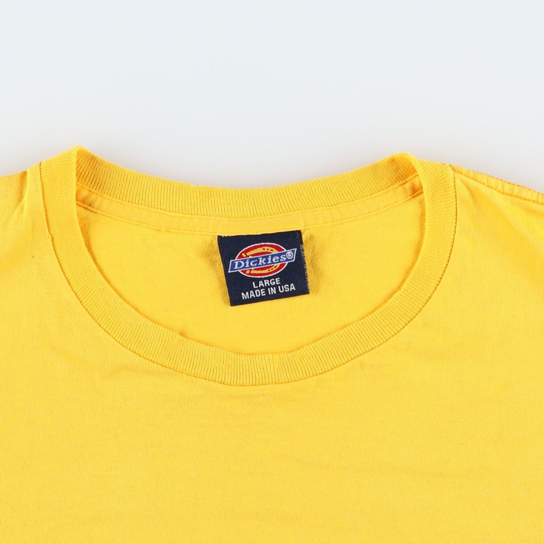 90'S Dickies Short-Sleeve T-Shirt with One-Point Logo Pocket, Made in USA, Men's Size L (Equivalent), Vintage cotton yellow type Vintage Second Hand