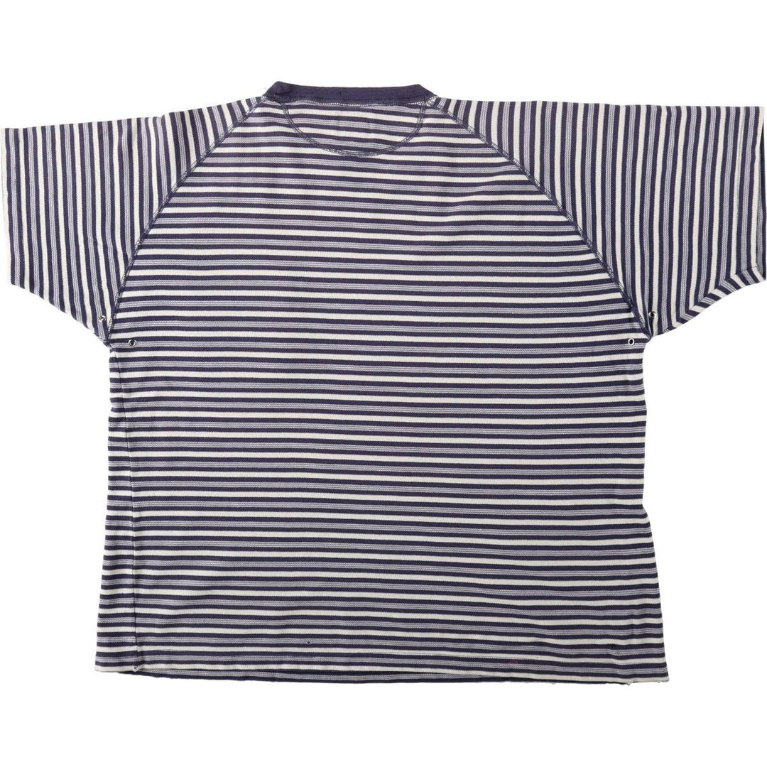 1980'S Ralph Lauren CHAPS Short-Sleeve Striped T-Shirt, Men's Size XL (approx.) cotton navy blue type Vintage Second Hand