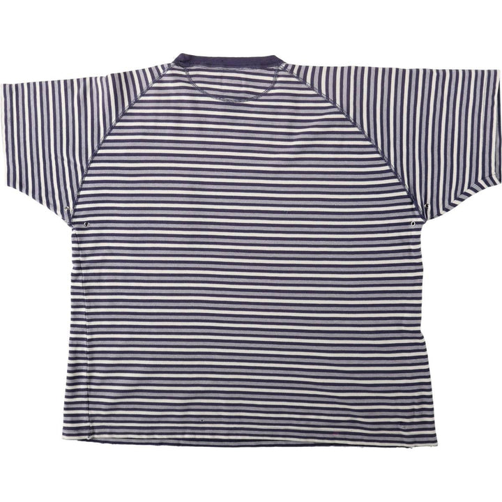 1980'S Ralph Lauren CHAPS Short-Sleeve Striped T-Shirt, Men's Size XL (approx.) cotton navy blue type Vintage Second Hand