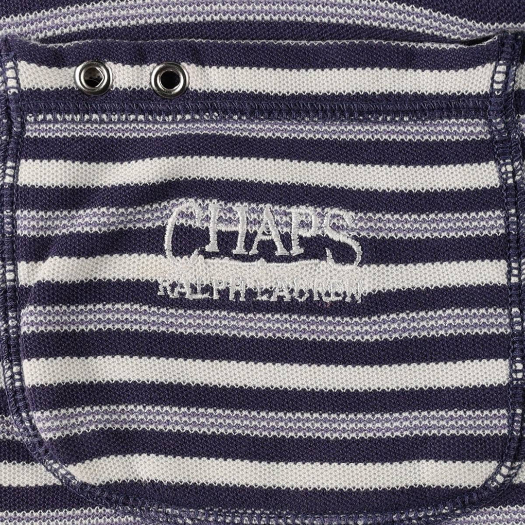 1980'S Ralph Lauren CHAPS Short-Sleeve Striped T-Shirt, Men's Size XL (approx.) cotton navy blue type Vintage Second Hand