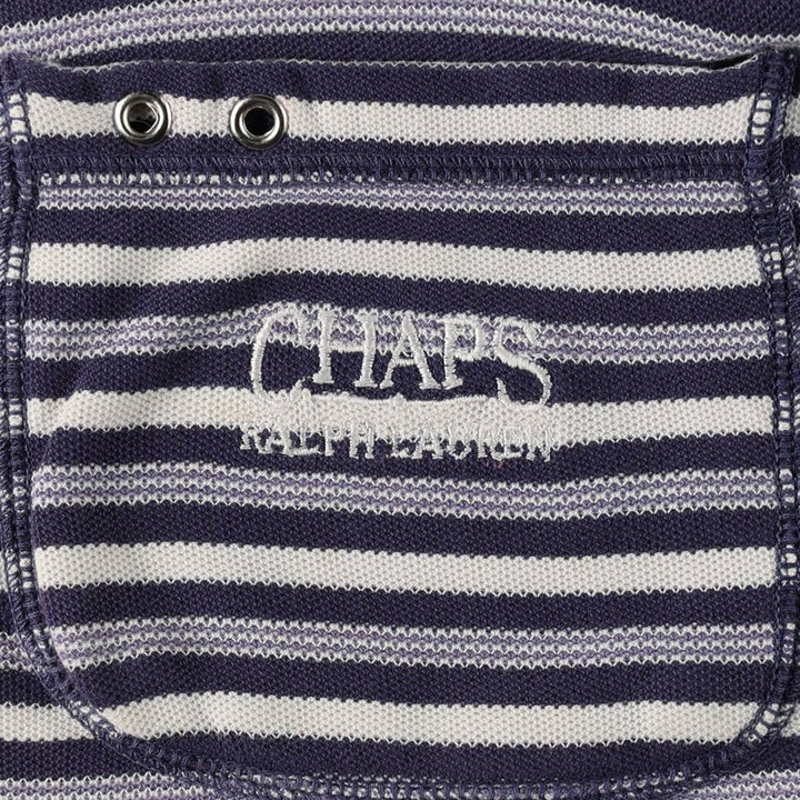 1980'S Ralph Lauren CHAPS Short-Sleeve Striped T-Shirt, Men's Size XL (approx.) cotton navy blue type Vintage Second Hand