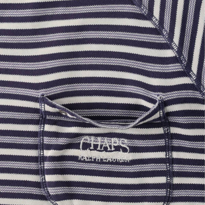 1980'S Ralph Lauren CHAPS Short-Sleeve Striped T-Shirt, Men's Size XL (approx.) cotton navy blue type Vintage Second Hand