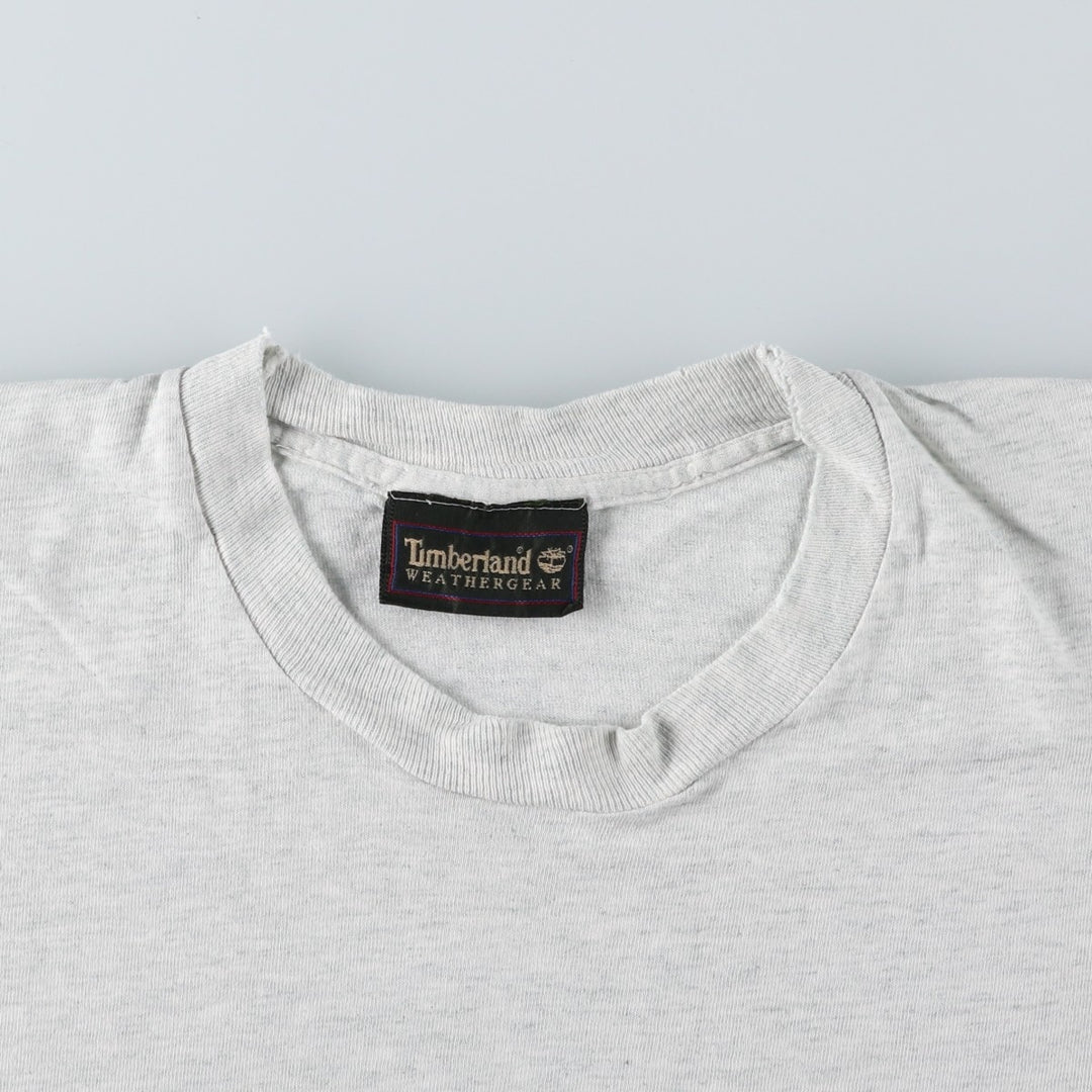 90'S Timberland Short-Sleeve Logo T-Shirt, Men's Size S (Equivalent), Vintage cotton gray type Vintage Second Hand