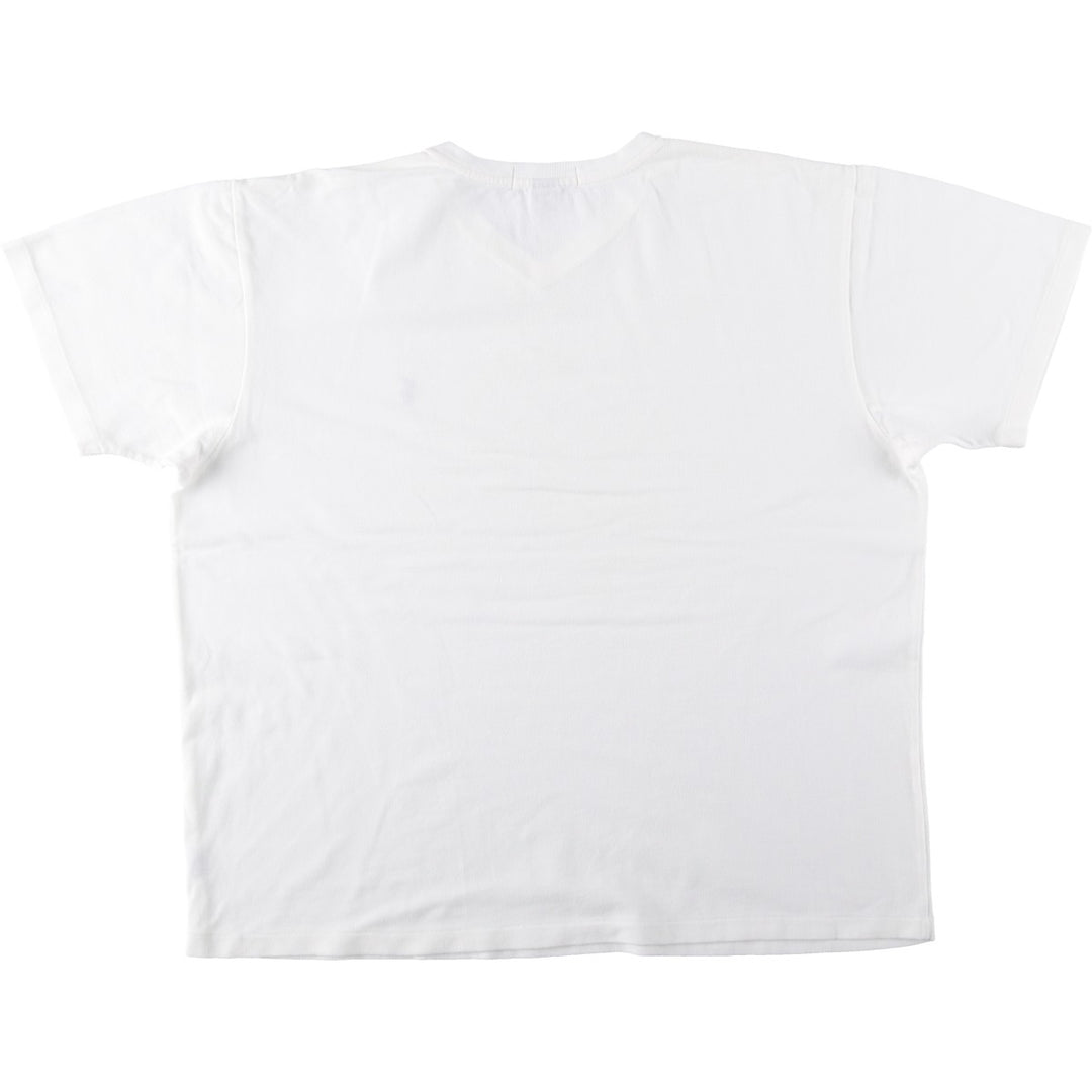 Ralph Lauren POLO by Ralph Lauren pique knit short-sleeved V-neck T-shirt, men's size XL (approx.) cotton white type Vintage Second Hand