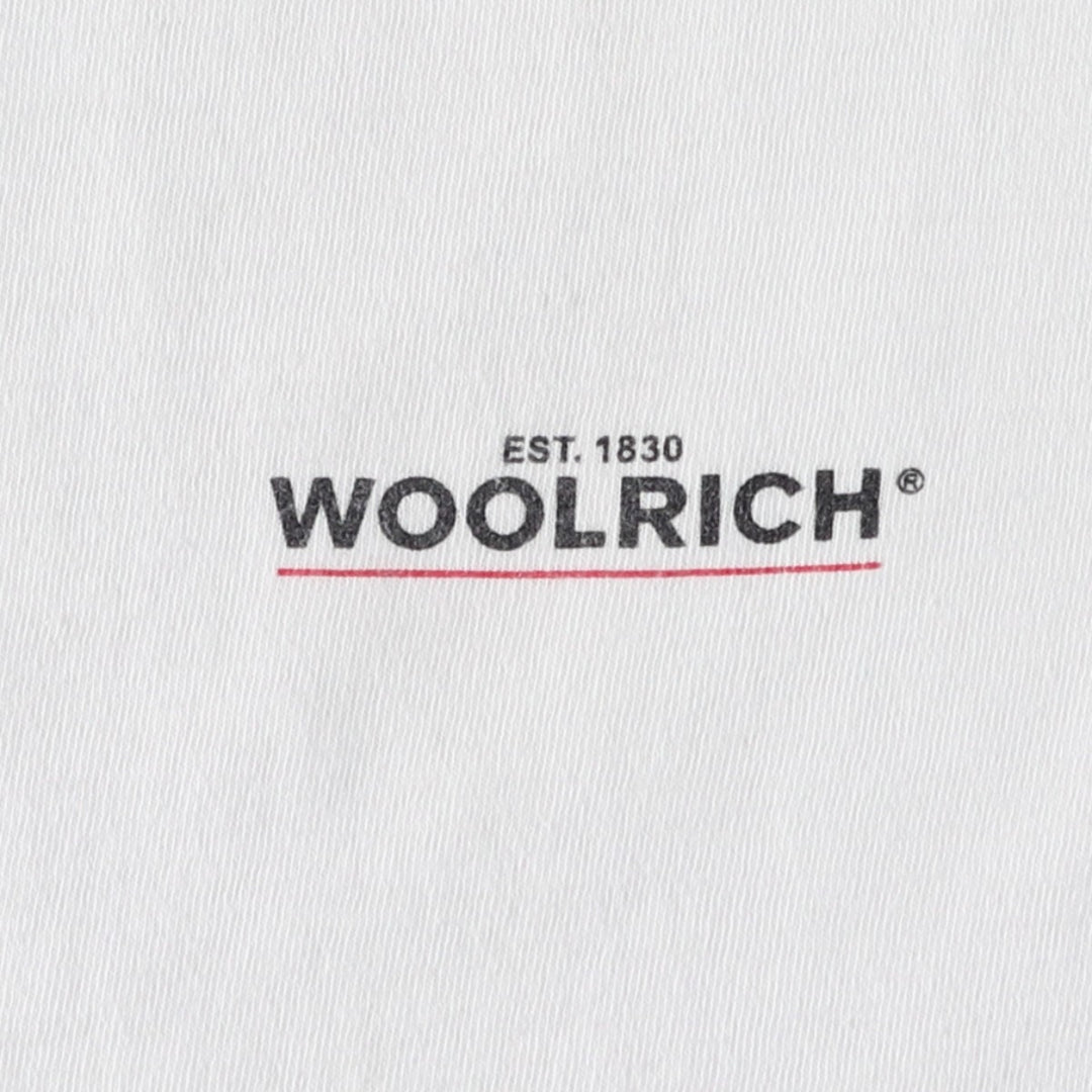 2000'S Woolrich Fish Print Short-Sleeve Logo T-Shirt, Made in USA, Men's Size L (approx.) cotton white type Vintage Second Hand