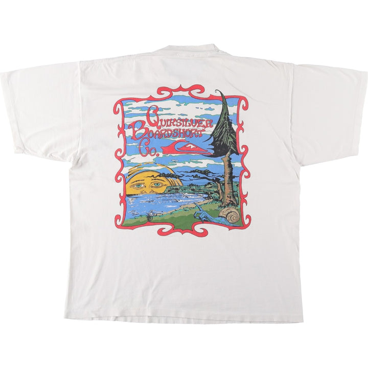 90'S Quiksilver surf/skate t-shirt, men's size L equivalent, vintage. unclear white type Vintage Second Hand