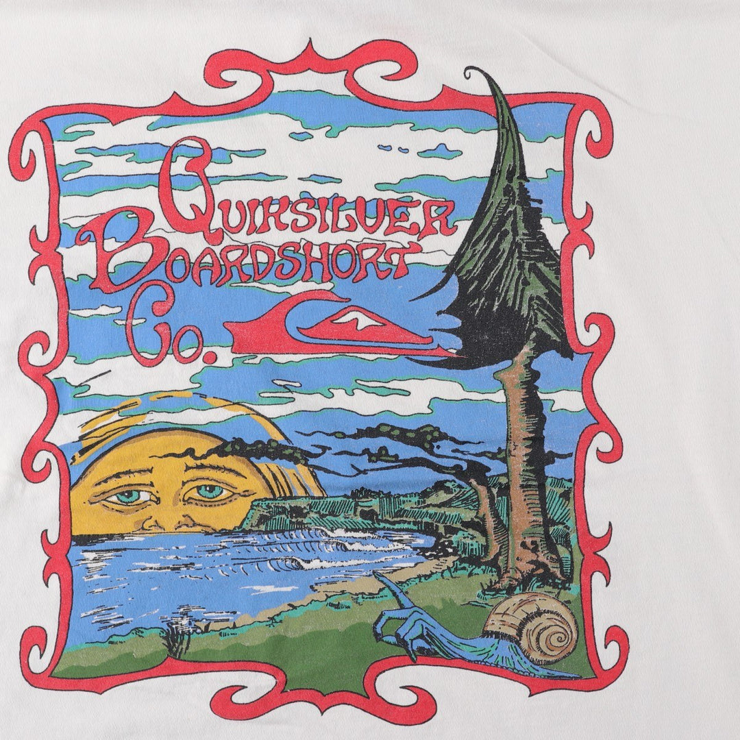 90'S Quiksilver surf/skate t-shirt, men's size L equivalent, vintage. unclear white type Vintage Second Hand