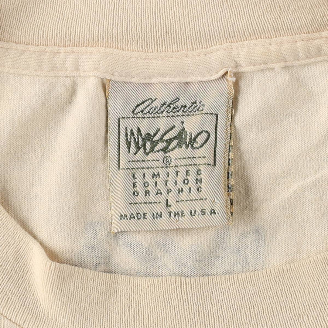90'S Mossimo Short-Sleeve Printed T-Shirt, Made in USA, Men's Size L (Equivalent), Vintage cotton Beige type Vintage Second Hand