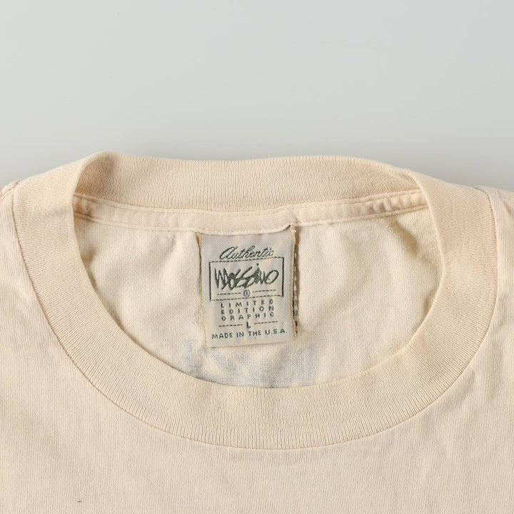 90'S Mossimo Short-Sleeve Printed T-Shirt, Made in USA, Men's Size L (Equivalent), Vintage cotton Beige type Vintage Second Hand