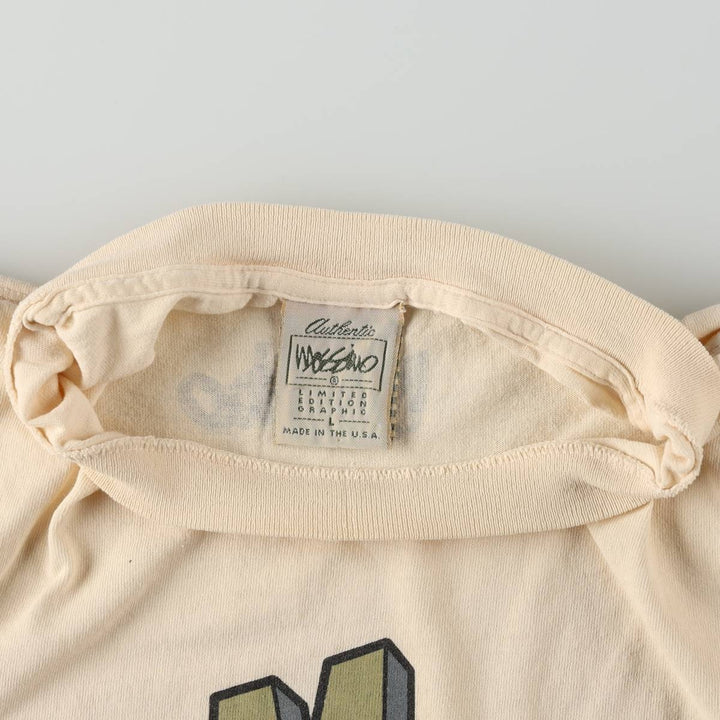90'S Mossimo Short-Sleeve Printed T-Shirt, Made in USA, Men's Size L (Equivalent), Vintage cotton Beige type Vintage Second Hand