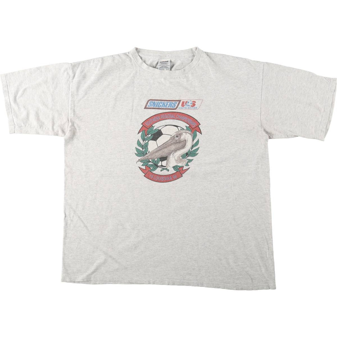 90'S Adidas SNICKERS Print T-Shirt, Made in USA, Men's XL (approx.), Vintage cotton gray type Vintage Second Hand