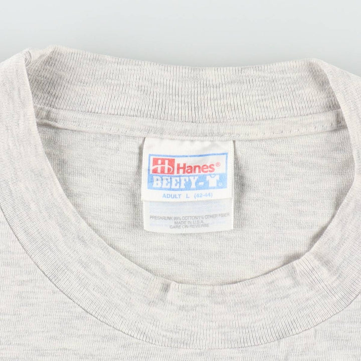 90'S Hanes BEEFY-T NFL PITTSBURGH STEELERS sports print T-shirt, Made in USA, Men's size L equivalent, Vintage cotton gray type Vintage Second Hand