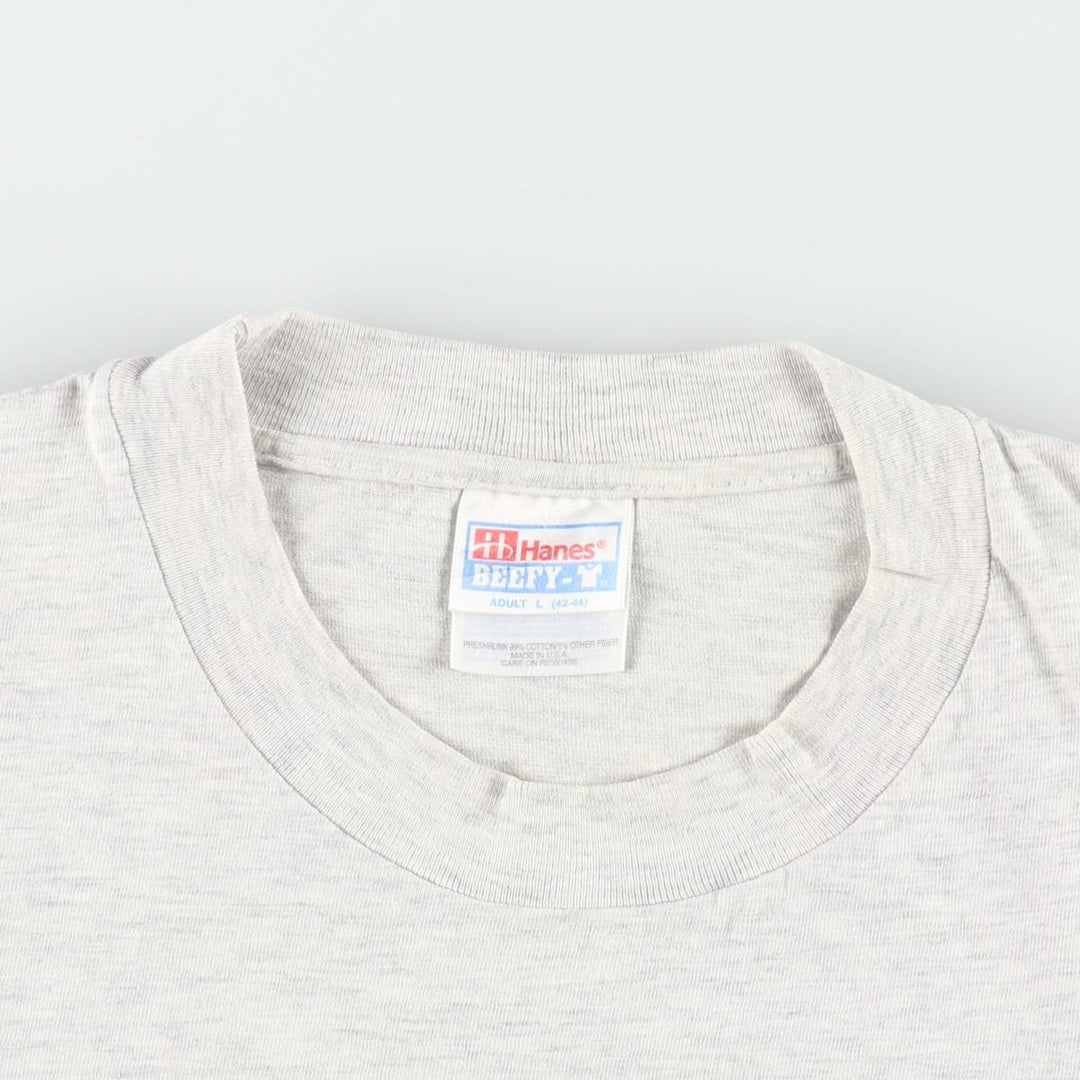 90'S Hanes BEEFY-T NFL PITTSBURGH STEELERS sports print T-shirt, Made in USA, Men's size L equivalent, Vintage cotton gray type Vintage Second Hand