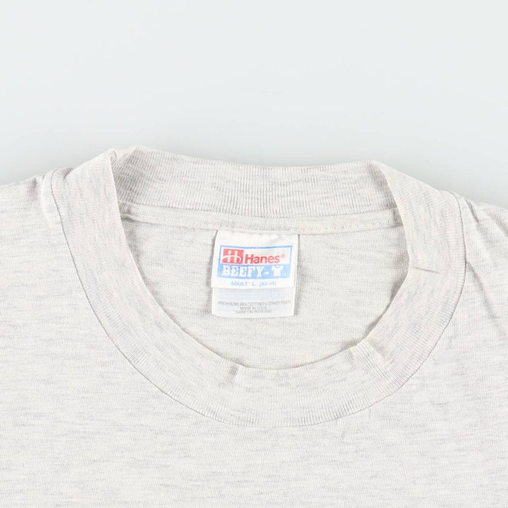 90'S Hanes BEEFY-T NFL PITTSBURGH STEELERS sports print T-shirt, Made in USA, Men's size L equivalent, Vintage cotton gray type Vintage Second Hand