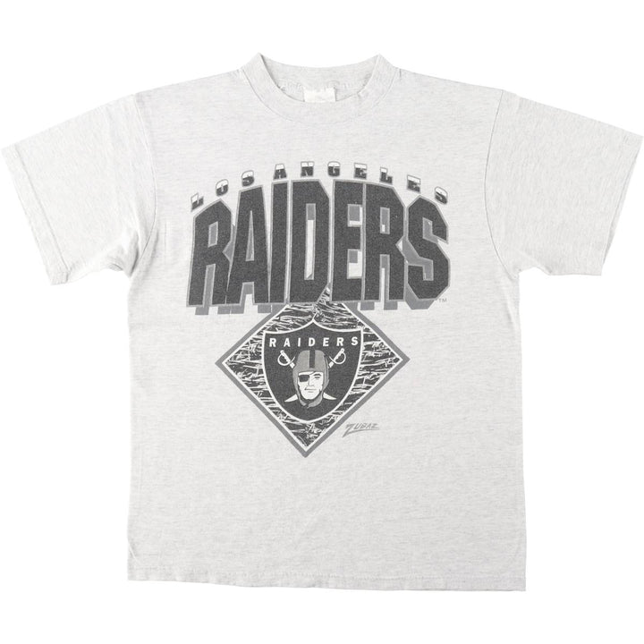ZUBAZ NFL LOS ANGELES RAIDERS Sports Print T-Shirt (Men's Size L) unclear gray type Vintage Second Hand
