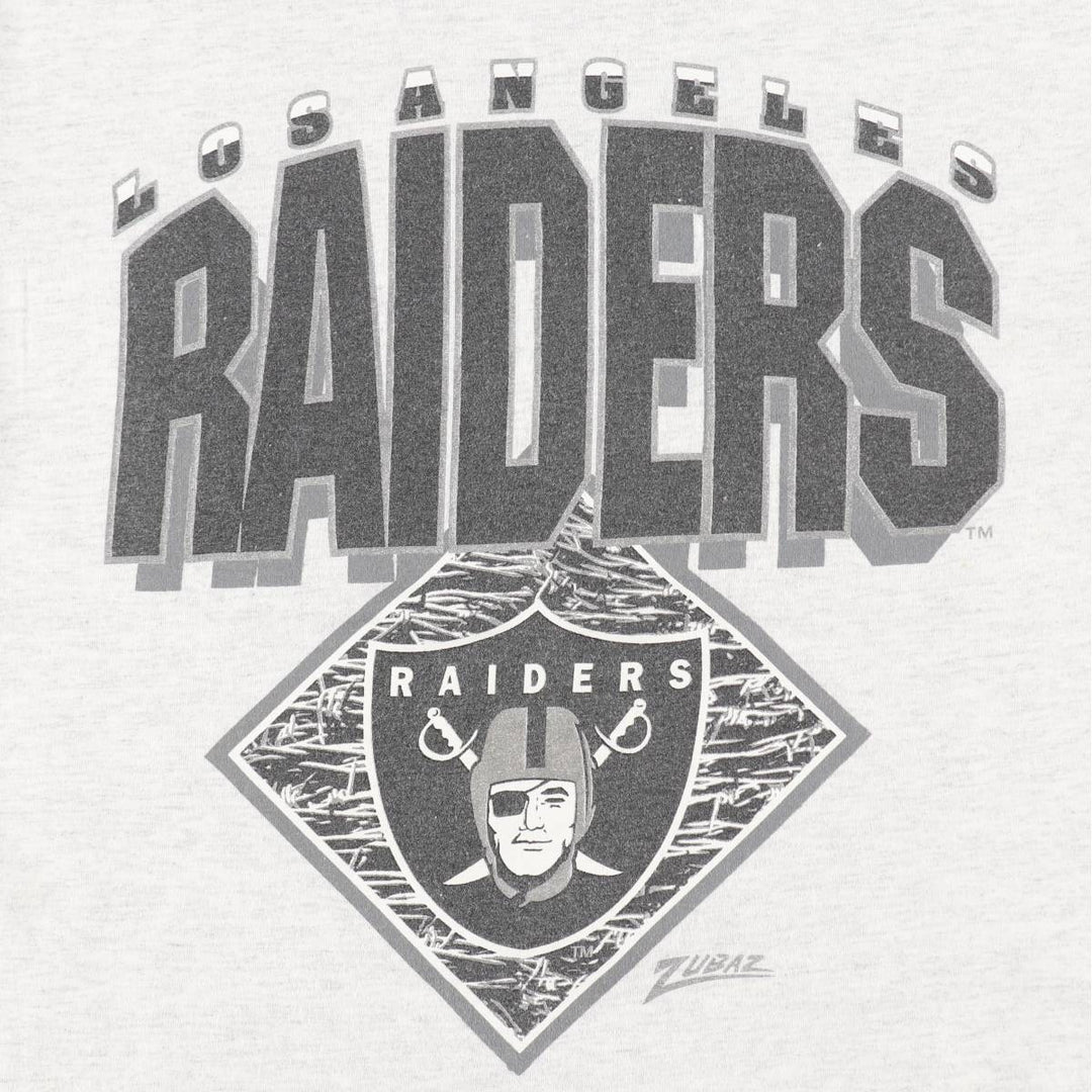 ZUBAZ NFL LOS ANGELES RAIDERS Sports Print T-Shirt (Men's Size L) unclear gray type Vintage Second Hand