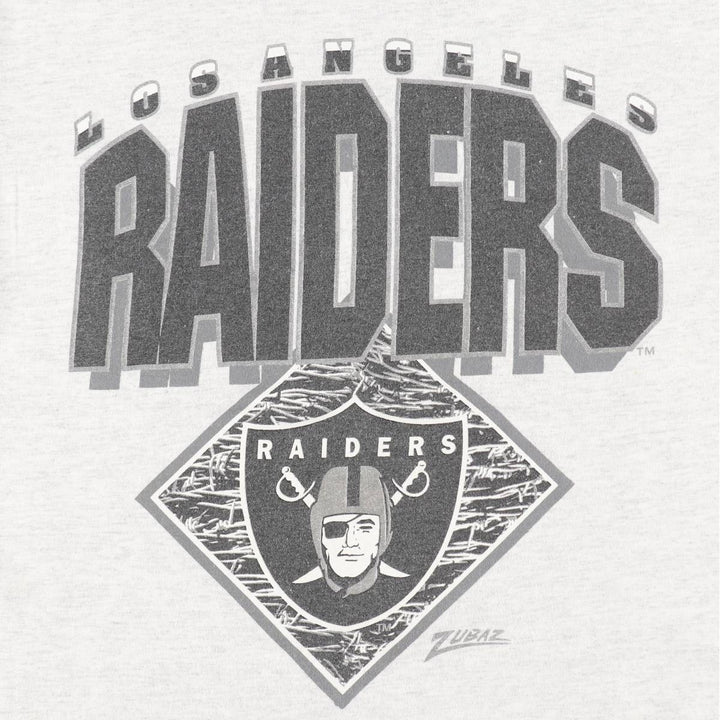 ZUBAZ NFL LOS ANGELES RAIDERS Sports Print T-Shirt (Men's Size L) unclear gray type Vintage Second Hand