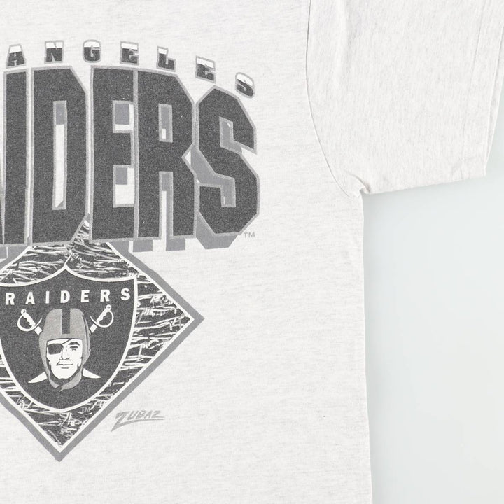 ZUBAZ NFL LOS ANGELES RAIDERS Sports Print T-Shirt (Men's Size L) unclear gray type Vintage Second Hand