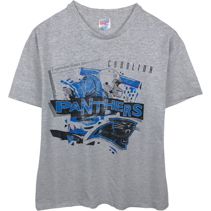 90'S Hanes Heavyweight NFL Carolina Panthers sports print T-shirt, men's size L (approx.) cotton gray type Vintage Second Hand