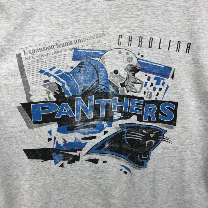 90'S Hanes Heavyweight NFL Carolina Panthers sports print T-shirt, men's size L (approx.) cotton gray type Vintage Second Hand